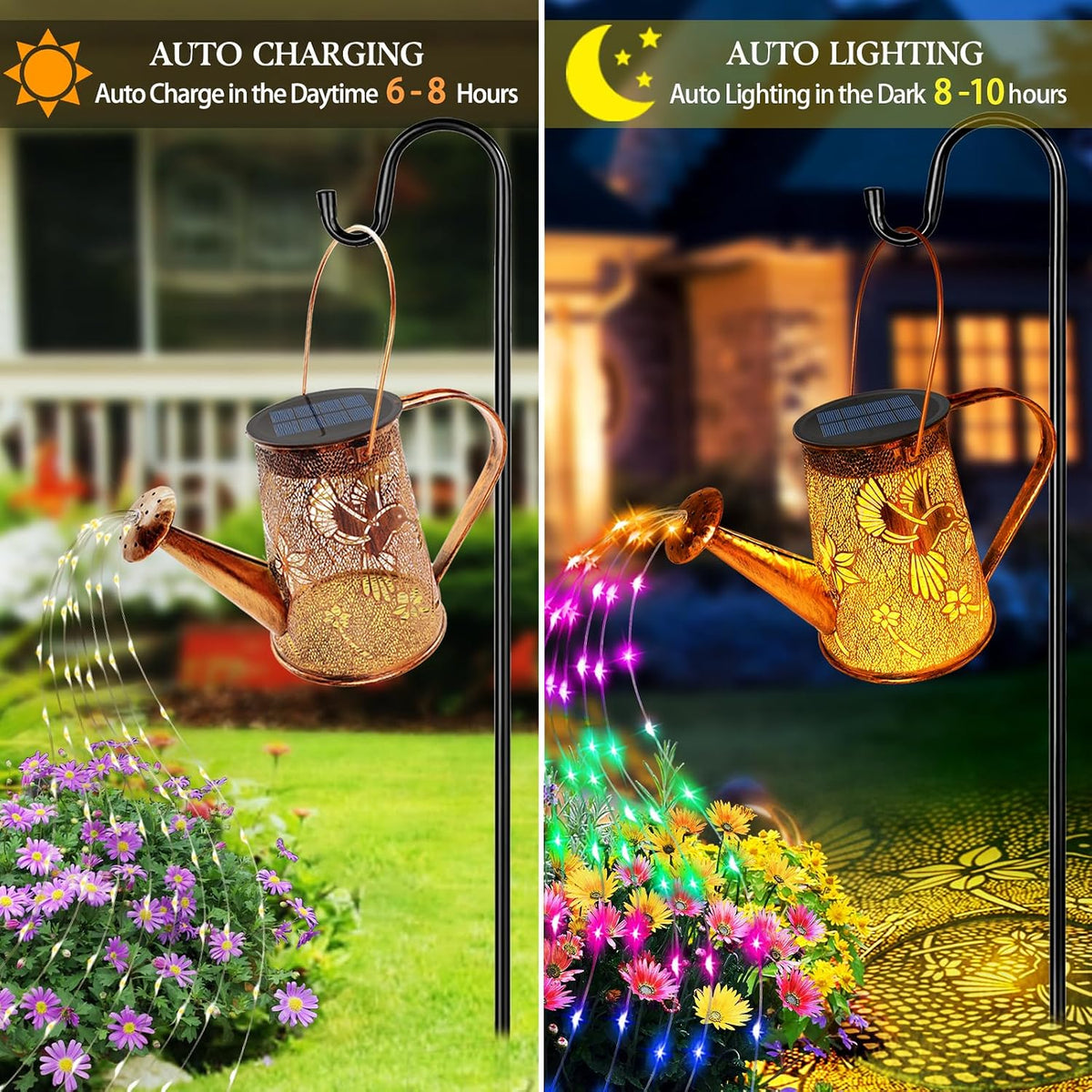 Solar Watering can with Lights, Unique Gifts for Mom Grandma Women Birthday, Waterproof Gardening Gifts Watering Can with Cascading Lights Outdoor Decor for Garden Patio Yard Pathway Backyard