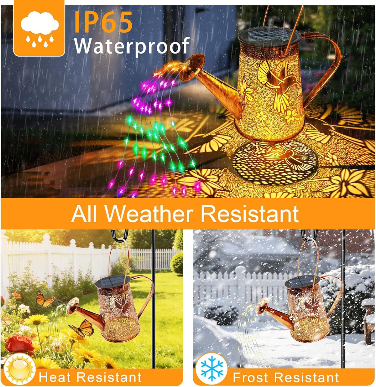 Solar Watering can with Lights, Unique Gifts for Mom Grandma Women Birthday, Waterproof Gardening Gifts Watering Can with Cascading Lights Outdoor Decor for Garden Patio Yard Pathway Backyard