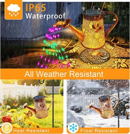 Solar Watering can with Lights, Unique Gifts for Mom Grandma Women Birthday, Waterproof Gardening Gifts Watering Can with Cascading Lights Outdoor Decor for Garden Patio Yard Pathway Backyard
