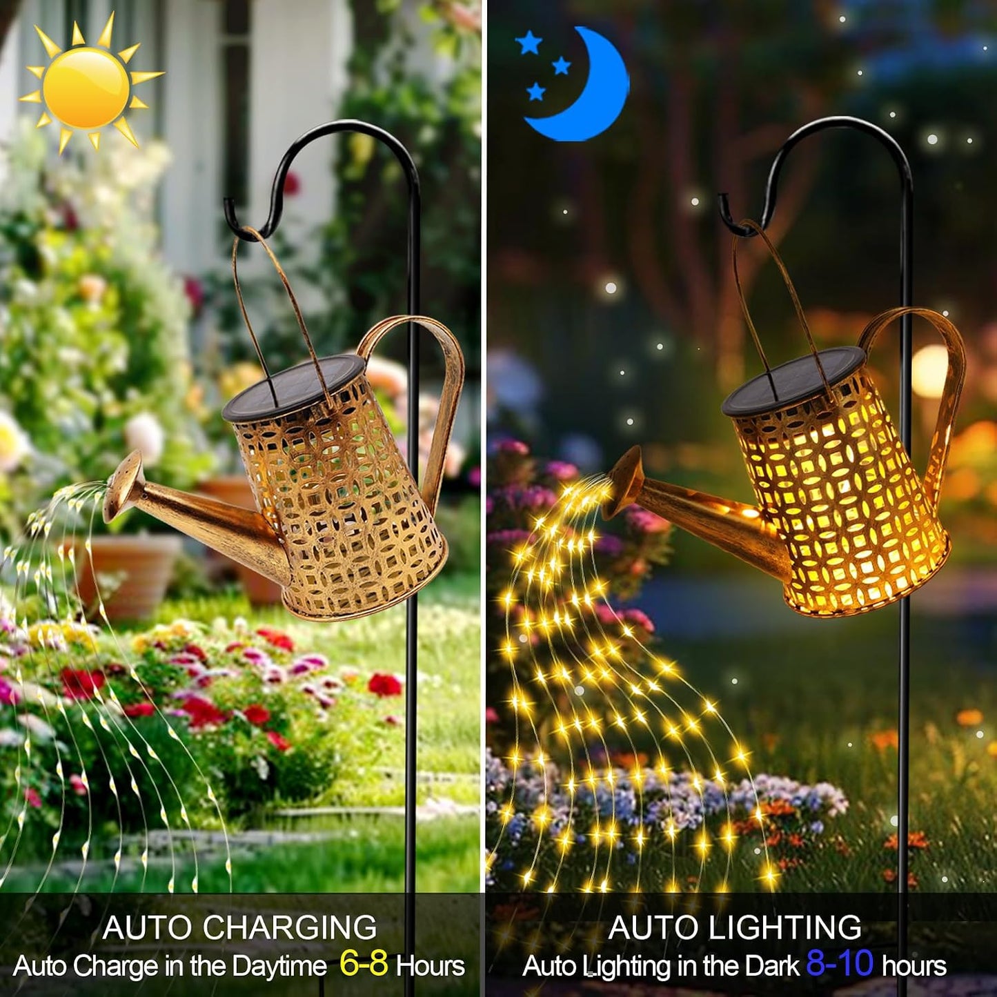Solar Watering can with Lights, Unique Gifts for Mom Grandma Women Birthday, Waterproof Gardening Gifts Watering Can with Cascading Lights Outdoor Decor for Garden Patio Yard Pathway Backyard