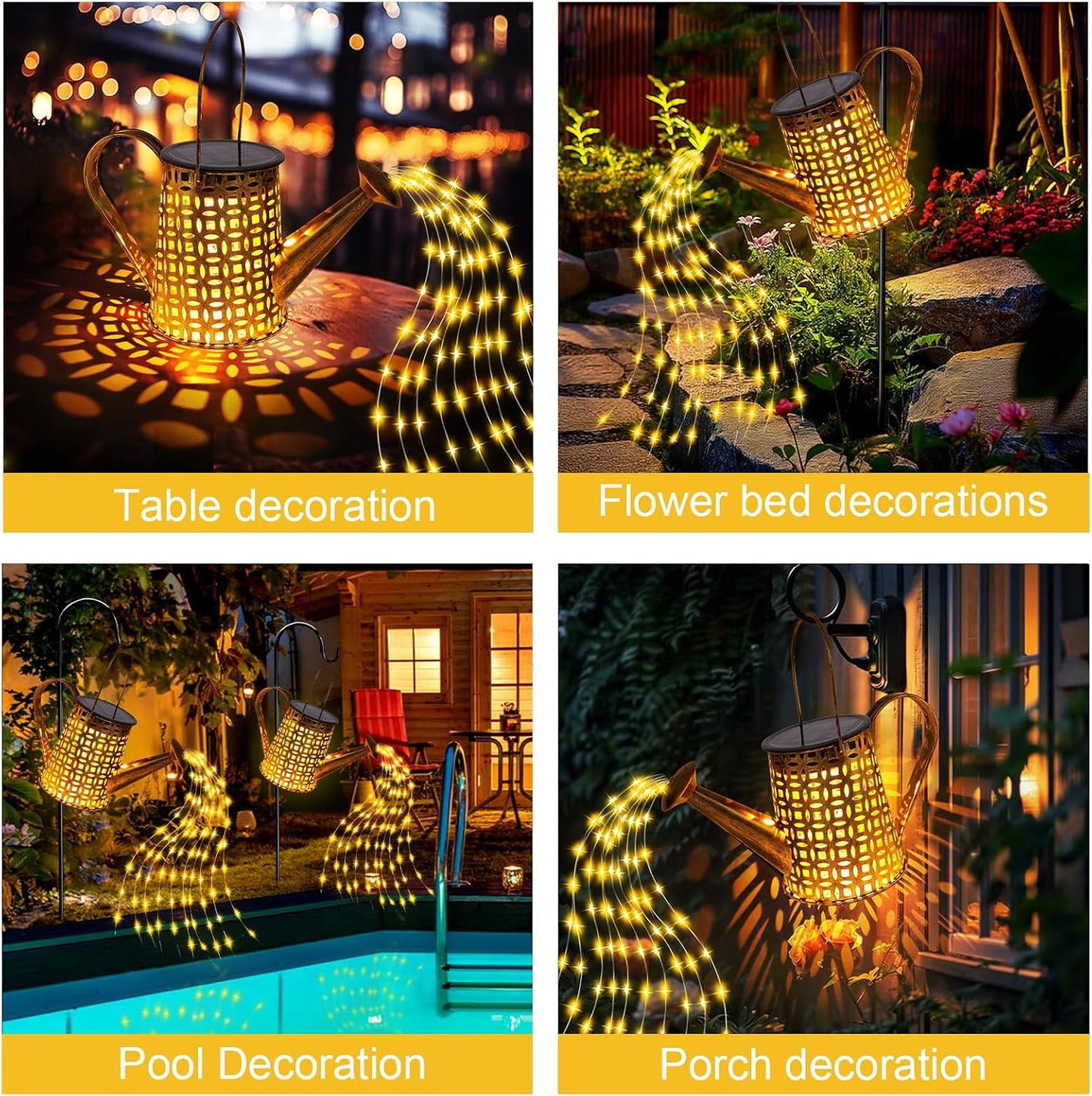 Solar Watering can with Lights, Unique Gifts for Mom Grandma Women Birthday, Waterproof Gardening Gifts Watering Can with Cascading Lights Outdoor Decor for Garden Patio Yard Pathway Backyard