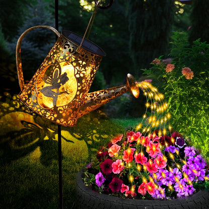 Solar Watering can with Lights, Unique Gifts for Mom Grandma Women Birthday, Waterproof Gardening Gifts Watering Can with Cascading Lights Outdoor Decor for Garden Patio Yard Pathway Backyard