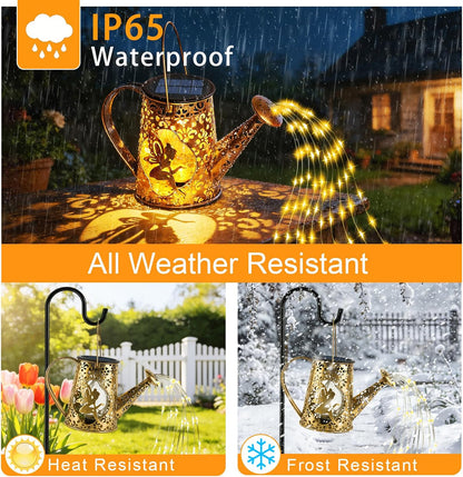 Solar Watering can with Lights, Unique Gifts for Mom Grandma Women Birthday, Waterproof Gardening Gifts Watering Can with Cascading Lights Outdoor Decor for Garden Patio Yard Pathway Backyard