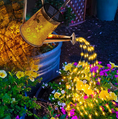 Solar Watering can with Lights, Unique Gifts for Mom Grandma Women Birthday, Waterproof Gardening Gifts Watering Can with Cascading Lights Outdoor Decor for Garden Patio Yard Pathway Backyard