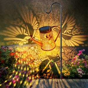 Solar Watering can with Lights, Unique Gifts for Mom Grandma Women Birthday, Waterproof Gardening Gifts Watering Can with Cascading Lights Outdoor Decor for Garden Patio Yard Pathway Backyard