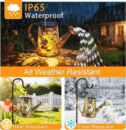 Solar Watering can with Lights, Unique Gifts for Mom Grandma Women Birthday, Waterproof Gardening Gifts Watering Can with Cascading Lights Outdoor Decor for Garden Patio Yard Pathway Backyard