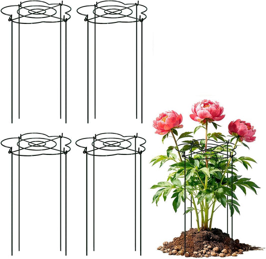 Peony Cages and Supports 4 Pack, 13" Dx24 H Grow Through Plant Supports, Heavy Duty Metal Plant Support Cage for Outdoor Flowers, Tomatoes, Hydrangeas, Cucumbers & Strawberries