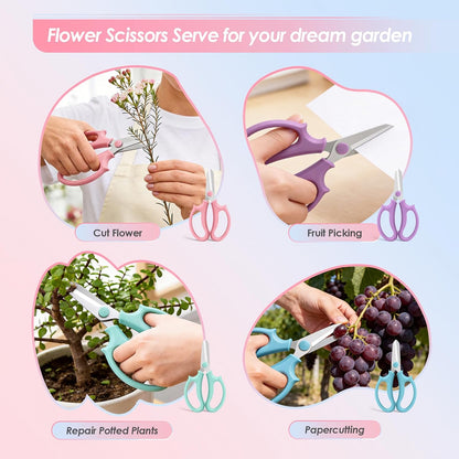 4PCS Flower Scissors, Premium Stainless Steel Garden Scissors