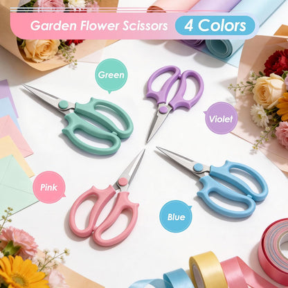 4PCS Flower Scissors, Premium Stainless Steel Garden Scissors