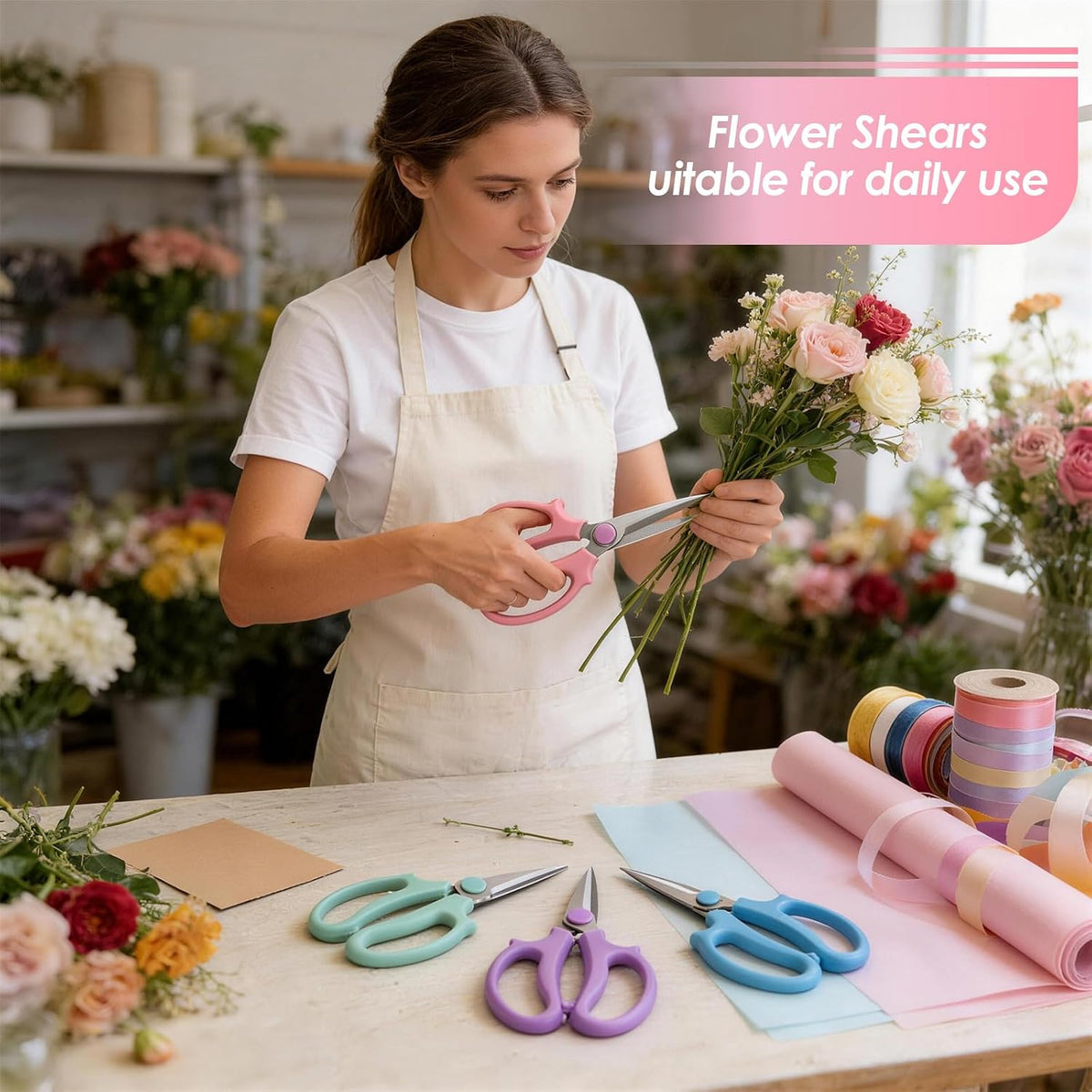 4PCS Flower Scissors, Premium Stainless Steel Garden Scissors