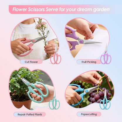 4PCS Flower Scissors, Premium Stainless Steel Garden Scissors