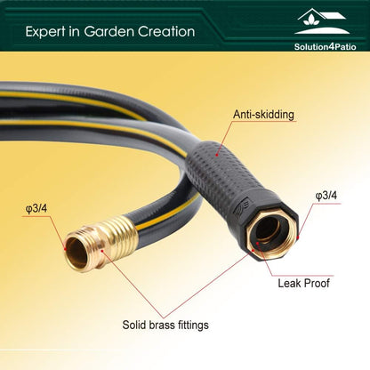 Solution4Patio Short Leader Garden Hose 5/8 in. x 10 ft. -Kink Free, No Leaking, Male/Female Fittings -Heavy Duty Durable Flexible Lightweight Water Pipe -Brass Aluminum Ends for Household & Yard Use