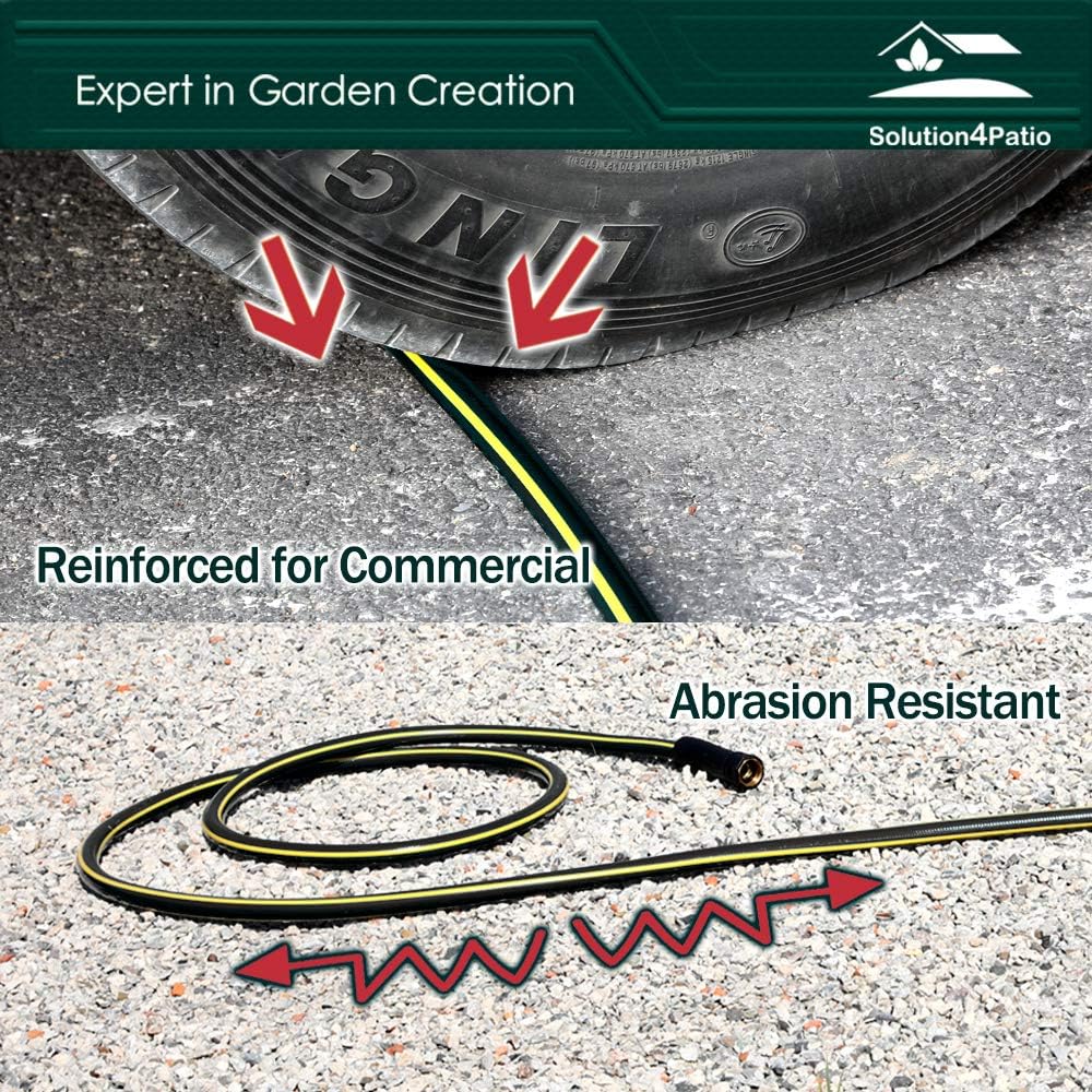 Solution4Patio Short Leader Garden Hose 5/8 in. x 10 ft. -Kink Free, No Leaking, Male/Female Fittings -Heavy Duty Durable Flexible Lightweight Water Pipe -Brass Aluminum Ends for Household & Yard Use