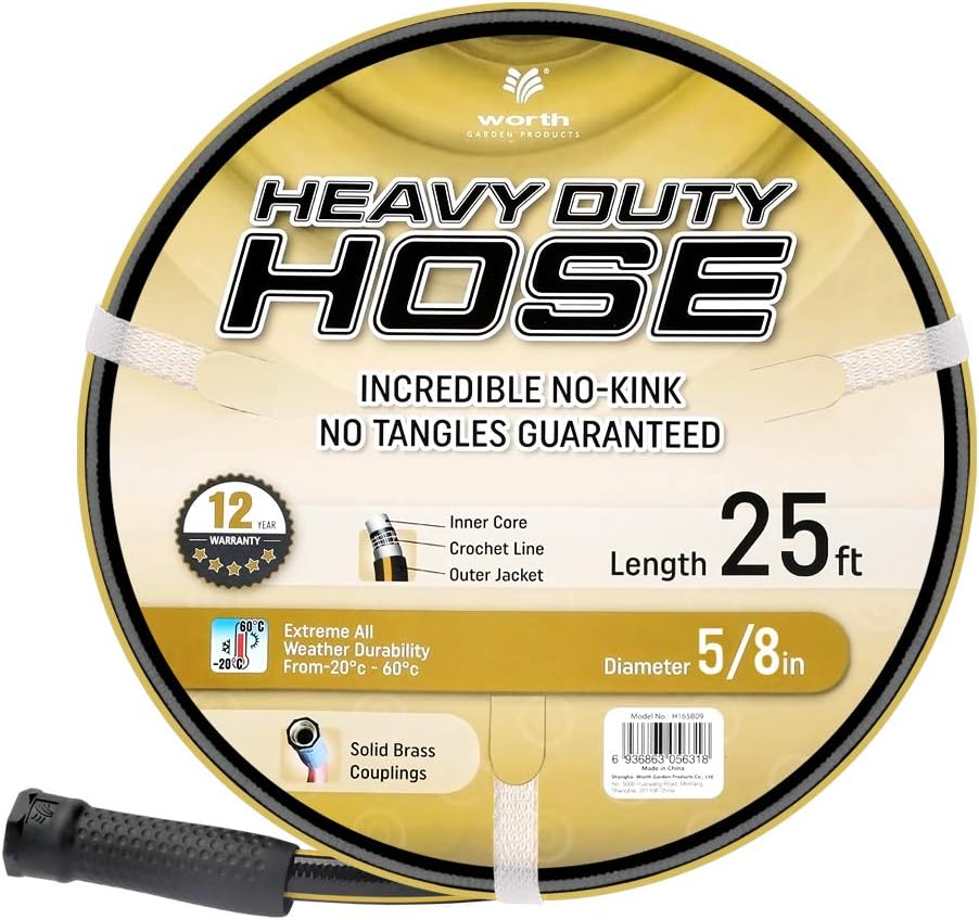 Solution4Patio Short Leader Garden Hose 5/8 in. x 10 ft. -Kink Free, No Leaking, Male/Female Fittings -Heavy Duty Durable Flexible Lightweight Water Pipe -Brass Aluminum Ends for Household & Yard Use