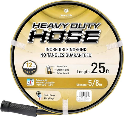 Solution4Patio Short Leader Garden Hose 5/8 in. x 10 ft. -Kink Free, No Leaking, Male/Female Fittings -Heavy Duty Durable Flexible Lightweight Water Pipe -Brass Aluminum Ends for Household & Yard Use