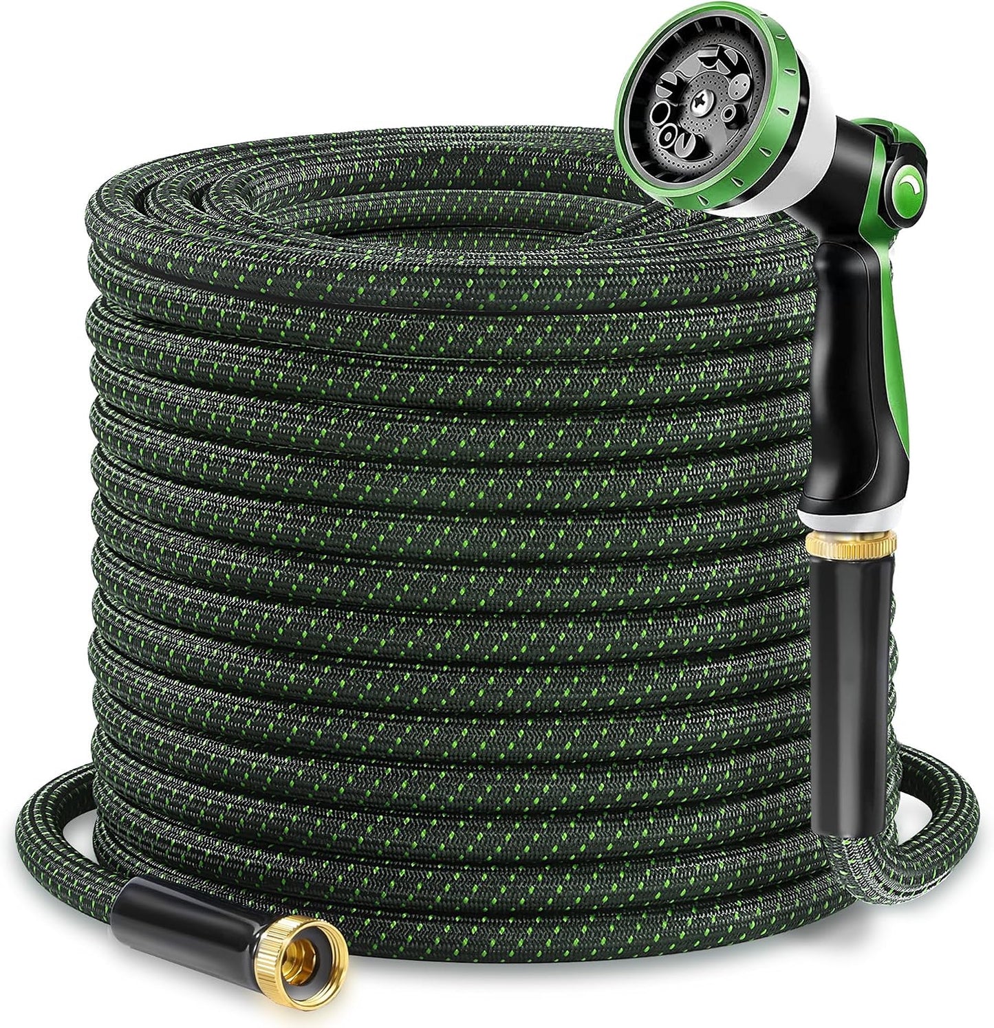 Garden Hose 50ft - Lightweight Water Hose, with 10-Pattern Nozzle, Triple-Layer Construction, All-Weather Hose,Flexible and Anti-Kink, Durable for Watering, Outdoor Use