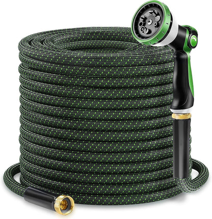 Garden Hose 50ft - Lightweight Water Hose, with 10-Pattern Nozzle, Triple-Layer Construction, All-Weather Hose,Flexible and Anti-Kink, Durable for Watering, Outdoor Use