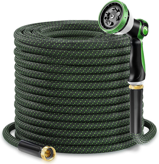 Garden Hose 50ft - Lightweight Water Hose, with 10-Pattern Nozzle, Triple-Layer Construction, All-Weather Hose,Flexible and Anti-Kink, Durable for Watering, Outdoor Use