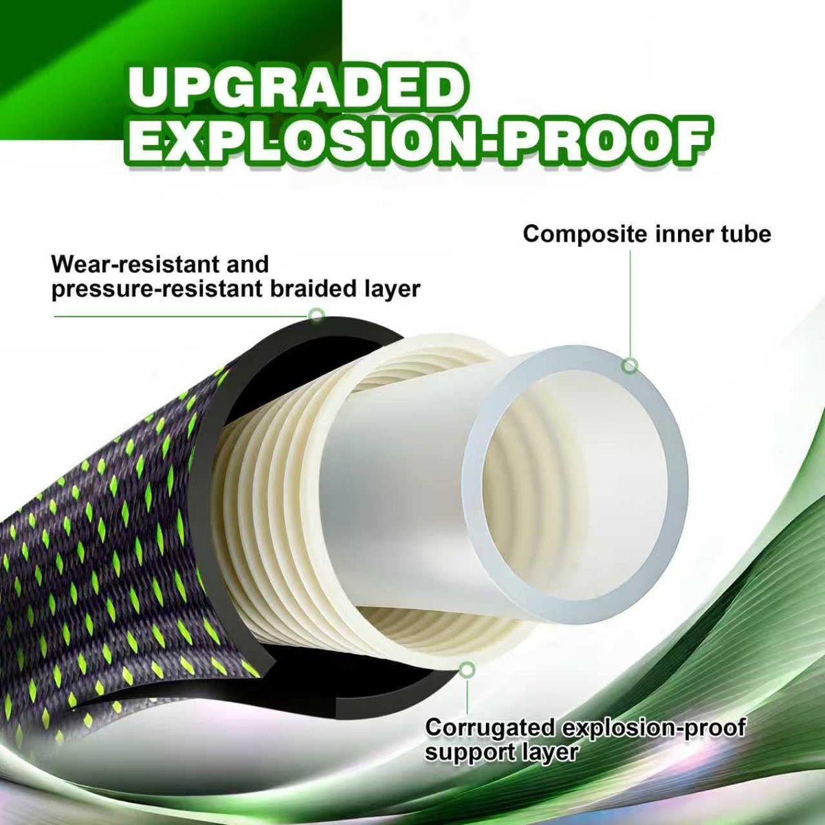 Garden Hose 50ft - Lightweight Water Hose, with 10-Pattern Nozzle, Triple-Layer Construction, All-Weather Hose,Flexible and Anti-Kink, Durable for Watering, Outdoor Use