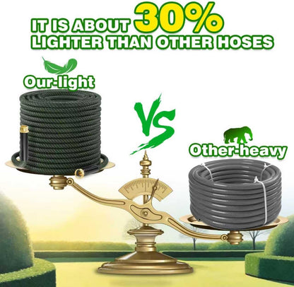 Garden Hose 50ft - Lightweight Water Hose, with 10-Pattern Nozzle, Triple-Layer Construction, All-Weather Hose,Flexible and Anti-Kink, Durable for Watering, Outdoor Use