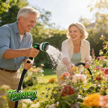 Garden Hose 50ft - Lightweight Water Hose, with 10-Pattern Nozzle, Triple-Layer Construction, All-Weather Hose,Flexible and Anti-Kink, Durable for Watering, Outdoor Use