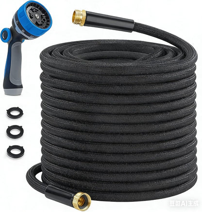 Garden Hose 50ft - Lightweight Water Hose, with 10-Pattern Nozzle, Triple-Layer Construction, All-Weather Hose,Flexible and Anti-Kink, Durable for Watering, Outdoor Use