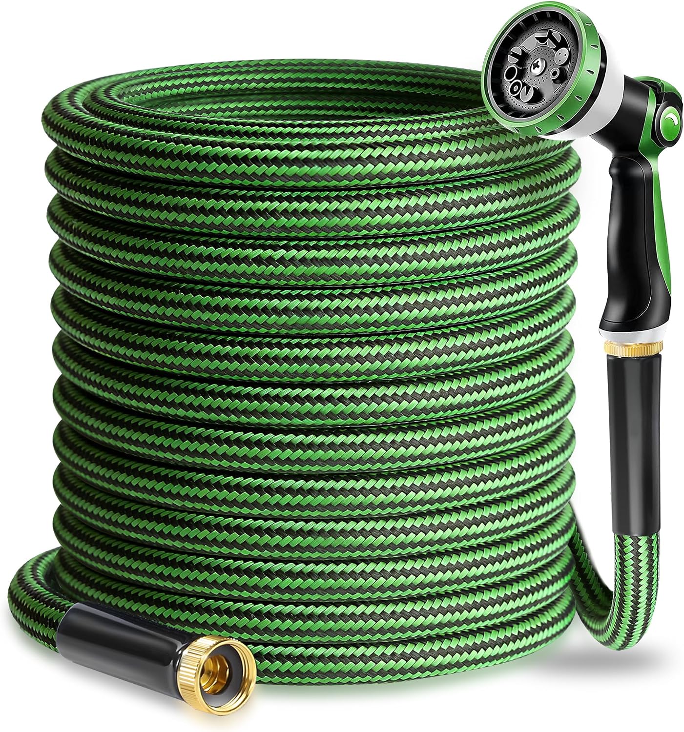 Garden Hose 50ft - Lightweight Water Hose, with 10-Pattern Nozzle, Triple-Layer Construction, All-Weather Hose,Flexible and Anti-Kink, Durable for Watering, Outdoor Use