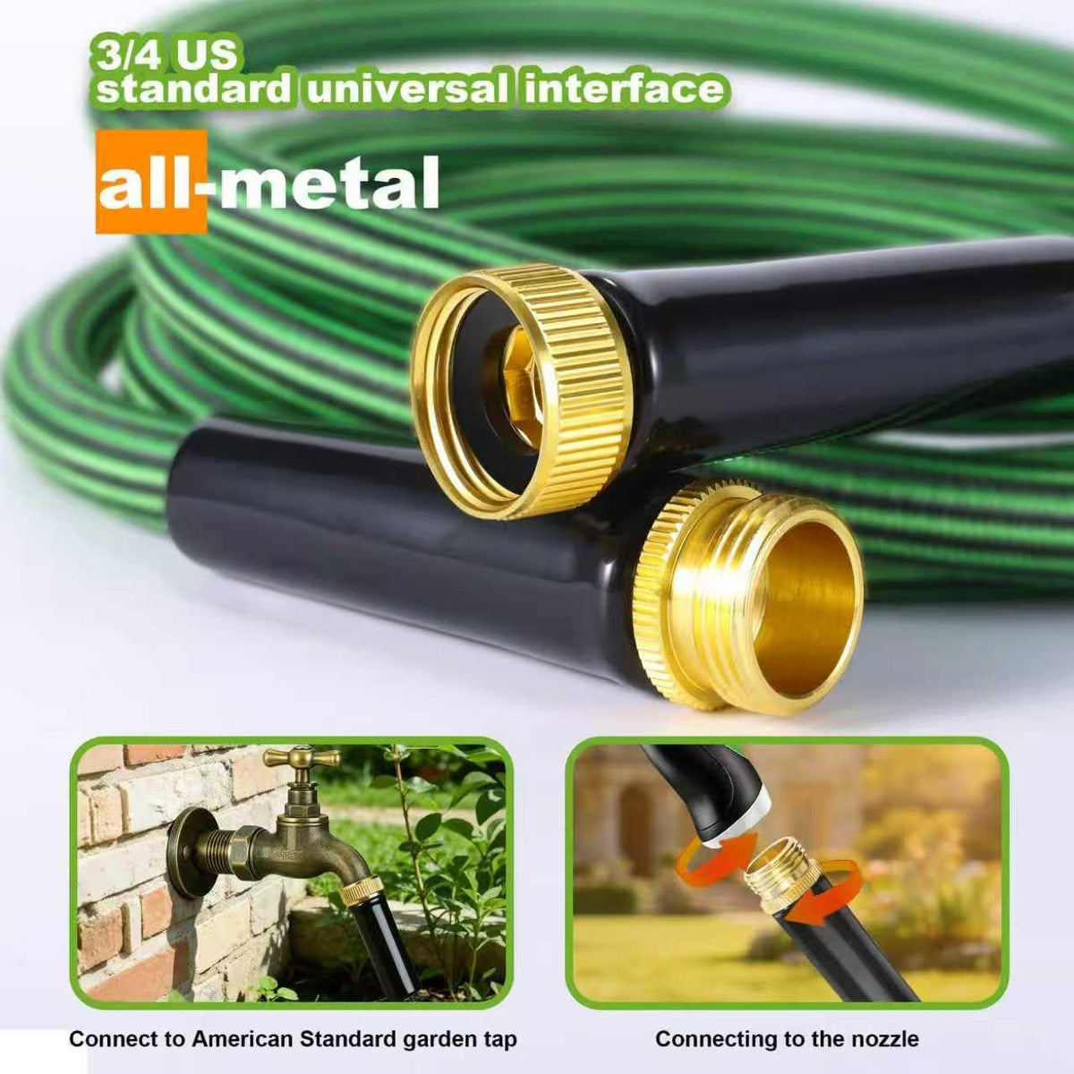 Garden Hose 50ft - Lightweight Water Hose, with 10-Pattern Nozzle, Triple-Layer Construction, All-Weather Hose,Flexible and Anti-Kink, Durable for Watering, Outdoor Use