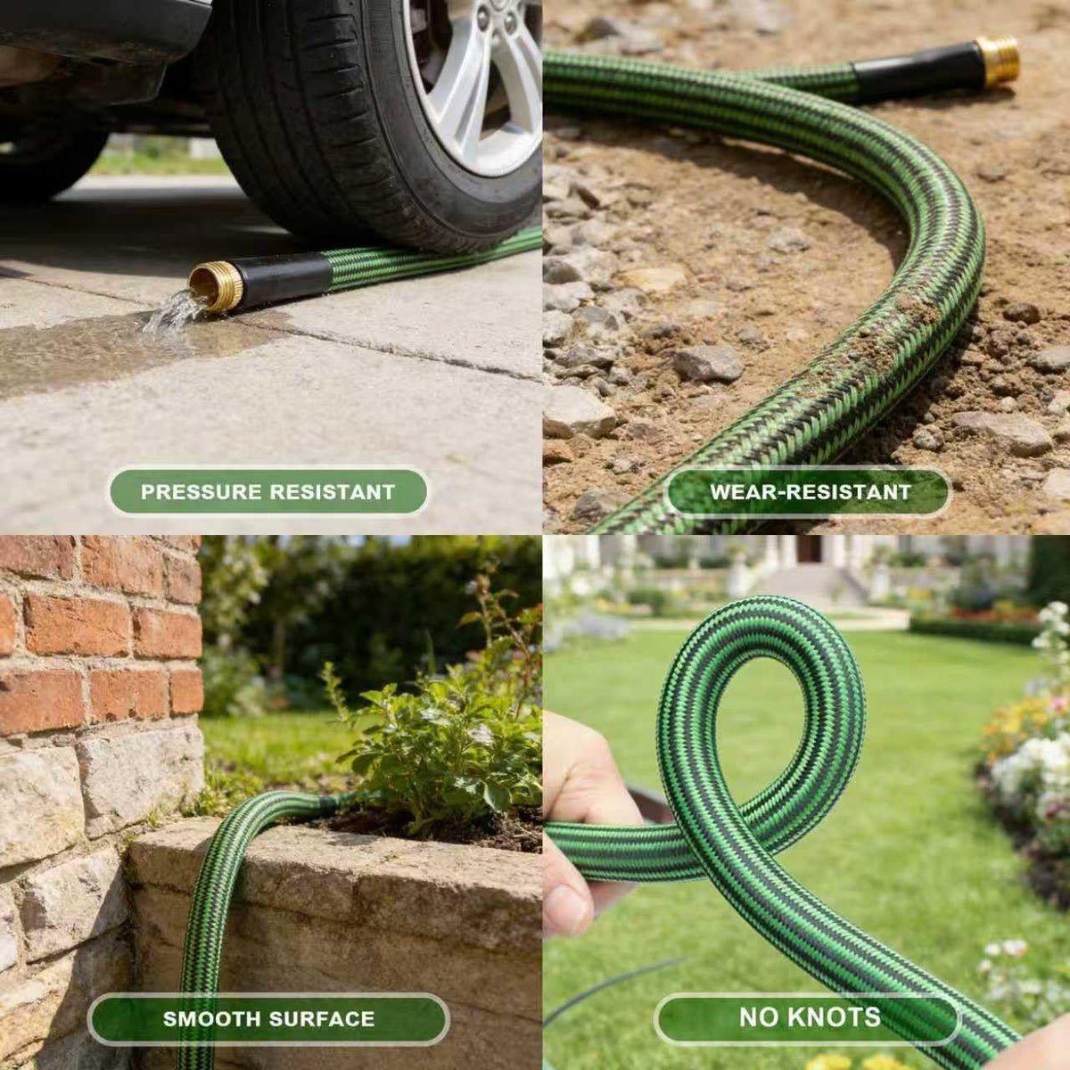 Garden Hose 50ft - Lightweight Water Hose, with 10-Pattern Nozzle, Triple-Layer Construction, All-Weather Hose,Flexible and Anti-Kink, Durable for Watering, Outdoor Use