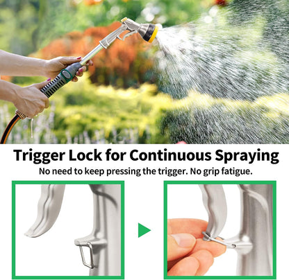 Garden Nozzle Sprayer, High Pressure Spray Nozzle, 100% Metal Water Hose Nozzle, 7 Patterns Watering Nozzle, Heavy Duty Sprayer Garden Nozzle for Watering Plants & Lawns, Washing Cars & Pets