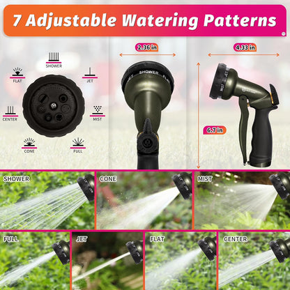Garden Nozzle Sprayer, High Pressure Spray Nozzle, 100% Metal Water Hose Nozzle, 7 Patterns Watering Nozzle, Heavy Duty Sprayer Garden Nozzle for Watering Plants & Lawns, Washing Cars & Pets