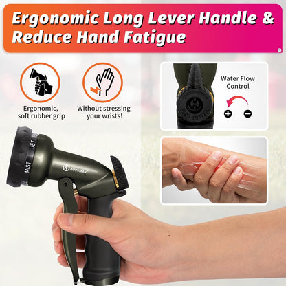 Garden Nozzle Sprayer, High Pressure Spray Nozzle, 100% Metal Water Hose Nozzle, 7 Patterns Watering Nozzle, Heavy Duty Sprayer Garden Nozzle for Watering Plants & Lawns, Washing Cars & Pets