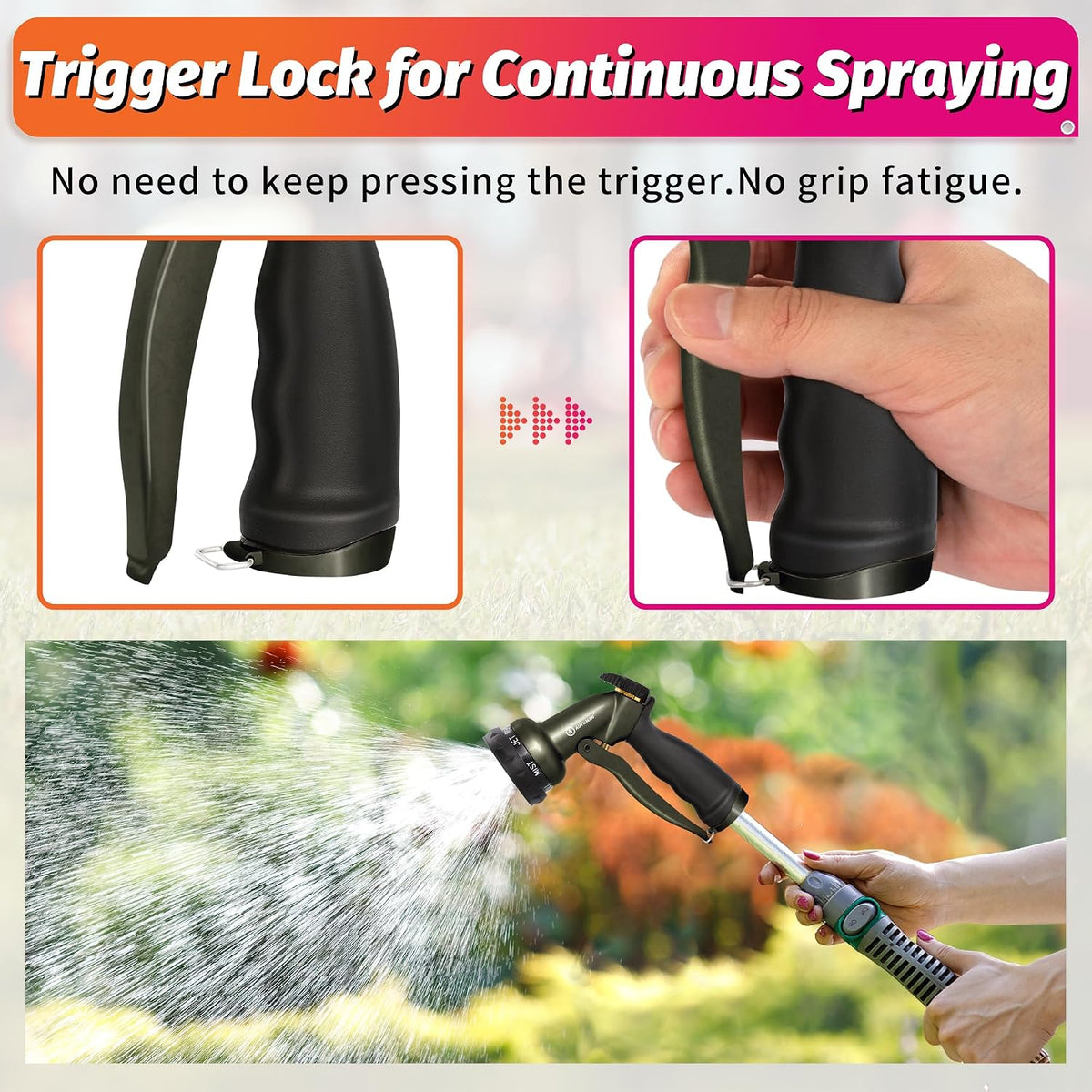 Garden Nozzle Sprayer, High Pressure Spray Nozzle, 100% Metal Water Hose Nozzle, 7 Patterns Watering Nozzle, Heavy Duty Sprayer Garden Nozzle for Watering Plants & Lawns, Washing Cars & Pets