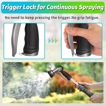 Garden Nozzle Sprayer, High Pressure Spray Nozzle, 100% Metal Water Hose Nozzle, 7 Patterns Watering Nozzle, Heavy Duty Sprayer Garden Nozzle for Watering Plants & Lawns, Washing Cars & Pets