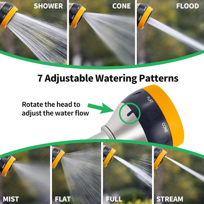 Garden Nozzle Sprayer, High Pressure Spray Nozzle, 100% Metal Water Hose Nozzle, 7 Patterns Watering Nozzle, Heavy Duty Sprayer Garden Nozzle for Watering Plants & Lawns, Washing Cars & Pets