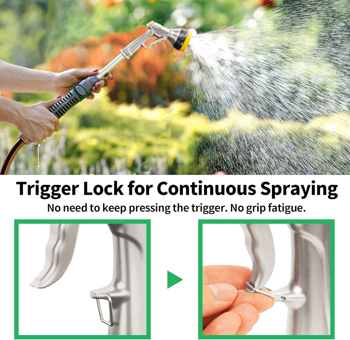 Garden Nozzle Sprayer, High Pressure Spray Nozzle, 100% Metal Water Hose Nozzle, 7 Patterns Watering Nozzle, Heavy Duty Sprayer Garden Nozzle for Watering Plants & Lawns, Washing Cars & Pets