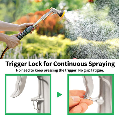 Garden Nozzle Sprayer, High Pressure Spray Nozzle, 100% Metal Water Hose Nozzle, 7 Patterns Watering Nozzle, Heavy Duty Sprayer Garden Nozzle for Watering Plants & Lawns, Washing Cars & Pets