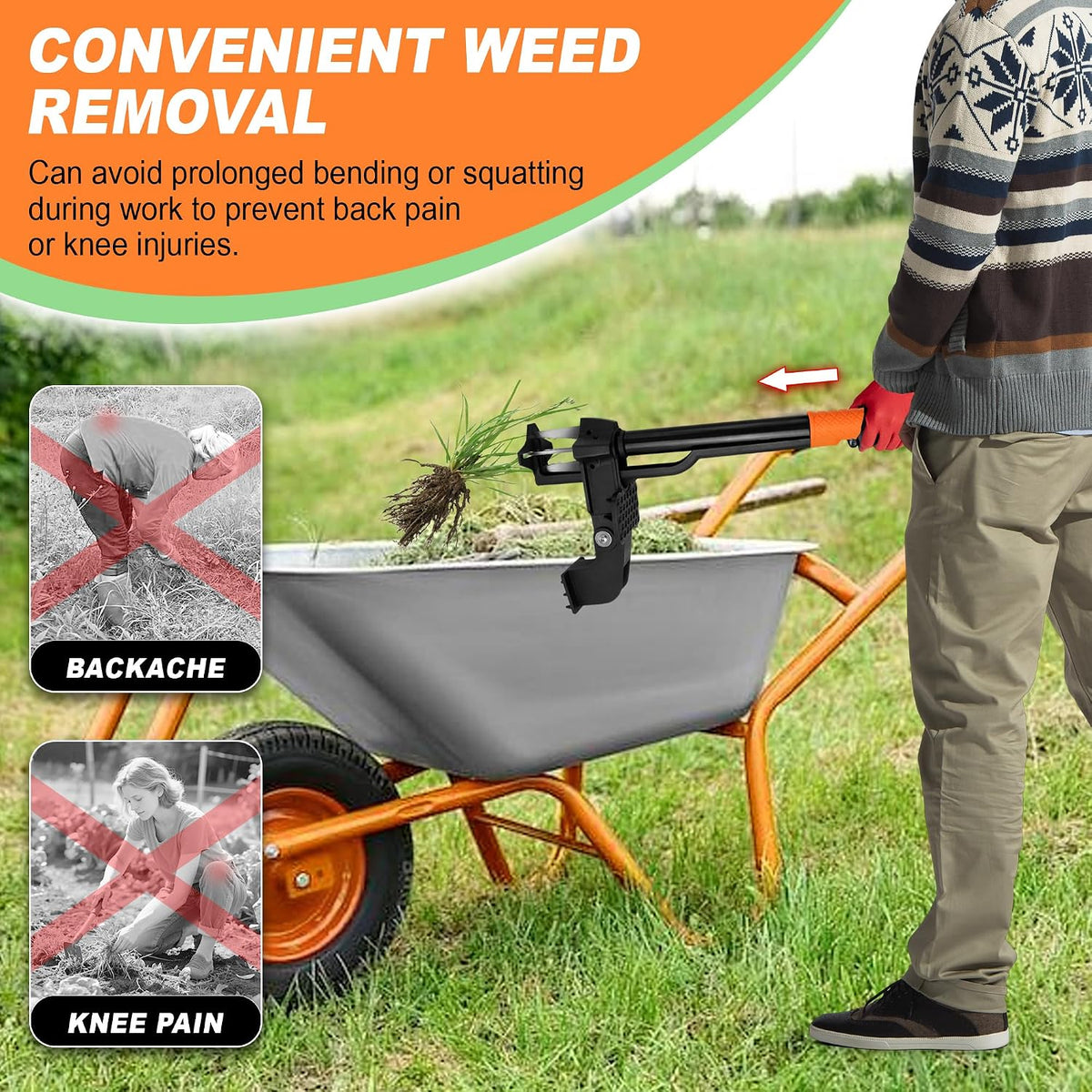 Weed Puller Tool,4-Claw Heavy Duty Gardening Stand-Up Weeder Puller