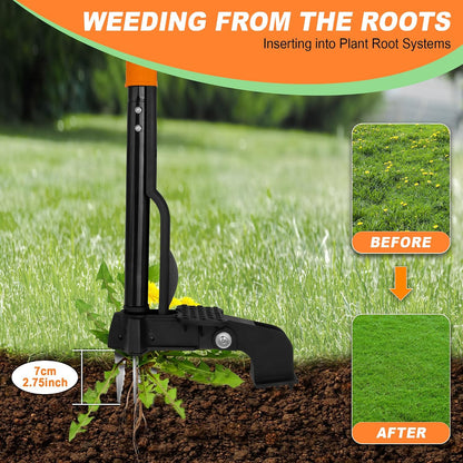 Weed Puller Tool,4-Claw Heavy Duty Gardening Stand-Up Weeder Puller