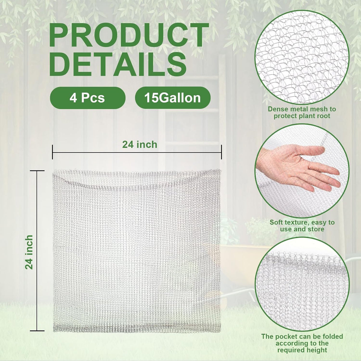 4Pack 15 Gallon Root Guard Gopher Baskets for Plants
