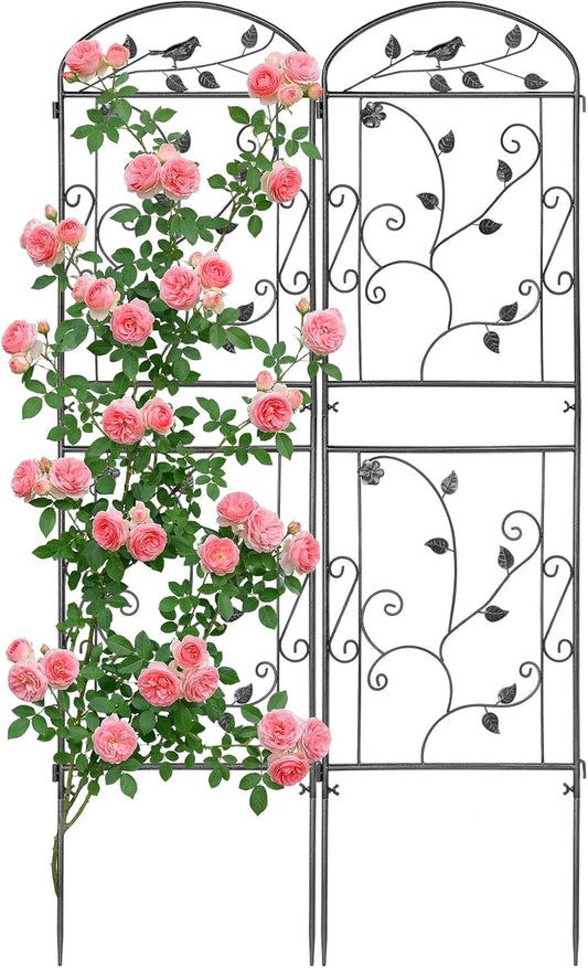 2 Pack Garden Trellis for Climbing Plants, 71 x 20 inch Rustproof Heavy Duty Metal Trellis for Climbing Rose Vine Clematis, Perfect for Premium Patio Decor & Luxury Outdoor Garden Design, Silver Gray