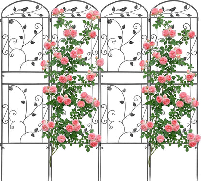 2 Pack Garden Trellis for Climbing Plants, 71 x 20 inch Rustproof Heavy Duty Metal Trellis for Climbing Rose Vine Clematis, Perfect for Premium Patio Decor & Luxury Outdoor Garden Design, Silver Gray