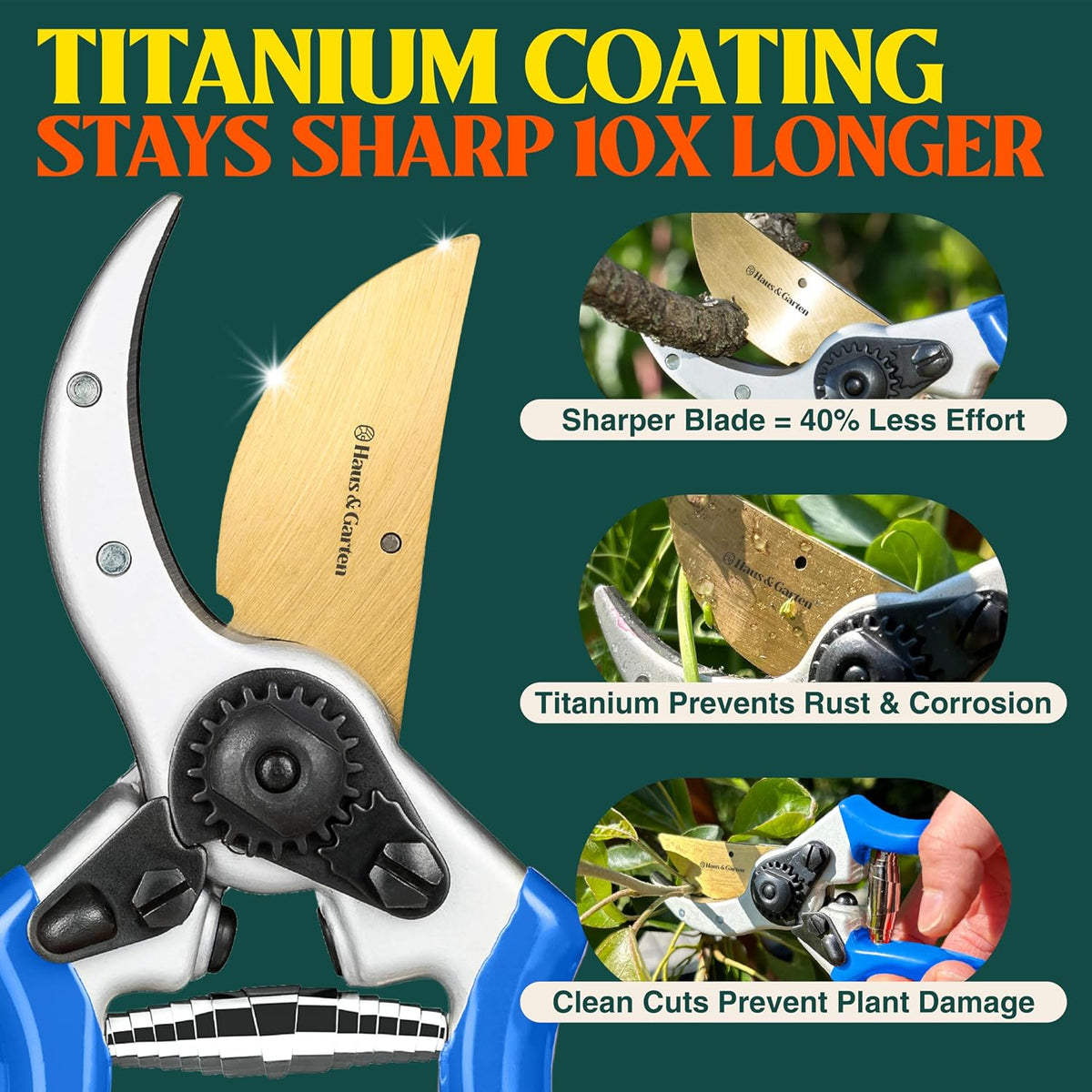 ClassicPRO 8.5" Professional Premium Titanium Bypass Pruning Shears - Use As Pruners, Garden Shears, Heavy Duty Handheld Pruning Shears For Gardening, Clippers, Pruner Scissor Tool