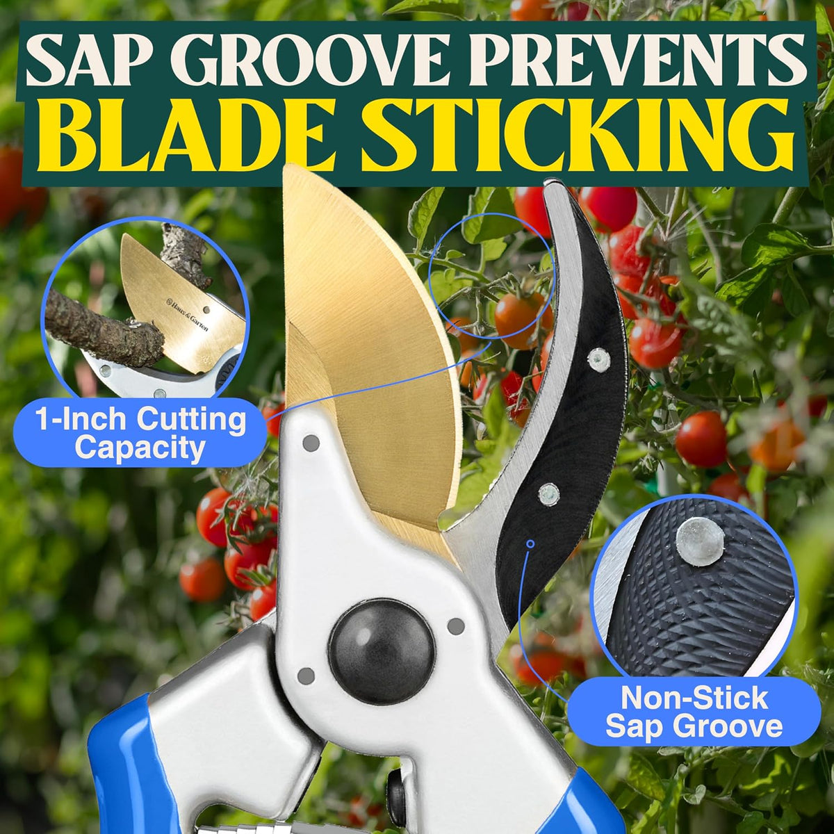ClassicPRO 8.5" Professional Premium Titanium Bypass Pruning Shears - Use As Pruners, Garden Shears, Heavy Duty Handheld Pruning Shears For Gardening, Clippers, Pruner Scissor Tool