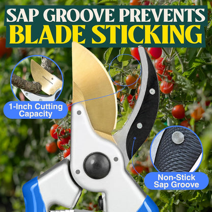 ClassicPRO 8.5" Professional Premium Titanium Bypass Pruning Shears - Use As Pruners, Garden Shears, Heavy Duty Handheld Pruning Shears For Gardening, Clippers, Pruner Scissor Tool