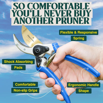ClassicPRO 8.5" Professional Premium Titanium Bypass Pruning Shears - Use As Pruners, Garden Shears, Heavy Duty Handheld Pruning Shears For Gardening, Clippers, Pruner Scissor Tool