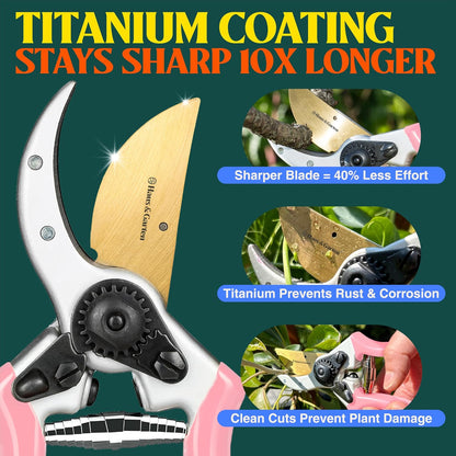 ClassicPRO 8.5" Professional Premium Titanium Bypass Pruning Shears - Use As Pruners, Garden Shears, Heavy Duty Handheld Pruning Shears For Gardening, Clippers, Pruner Scissor Tool