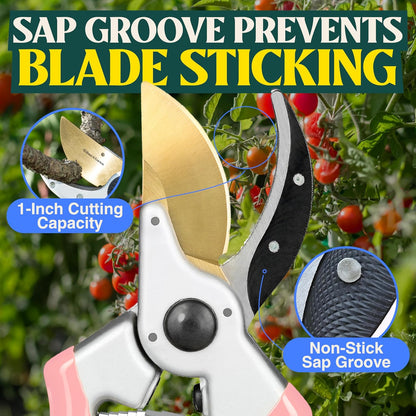 ClassicPRO 8.5" Professional Premium Titanium Bypass Pruning Shears - Use As Pruners, Garden Shears, Heavy Duty Handheld Pruning Shears For Gardening, Clippers, Pruner Scissor Tool