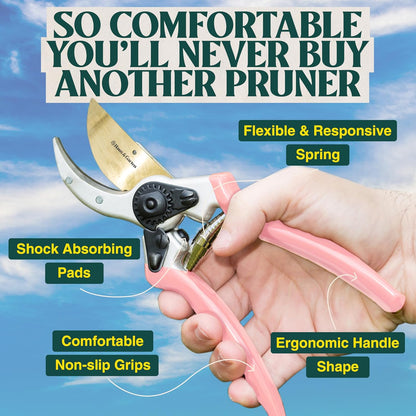 ClassicPRO 8.5" Professional Premium Titanium Bypass Pruning Shears - Use As Pruners, Garden Shears, Heavy Duty Handheld Pruning Shears For Gardening, Clippers, Pruner Scissor Tool