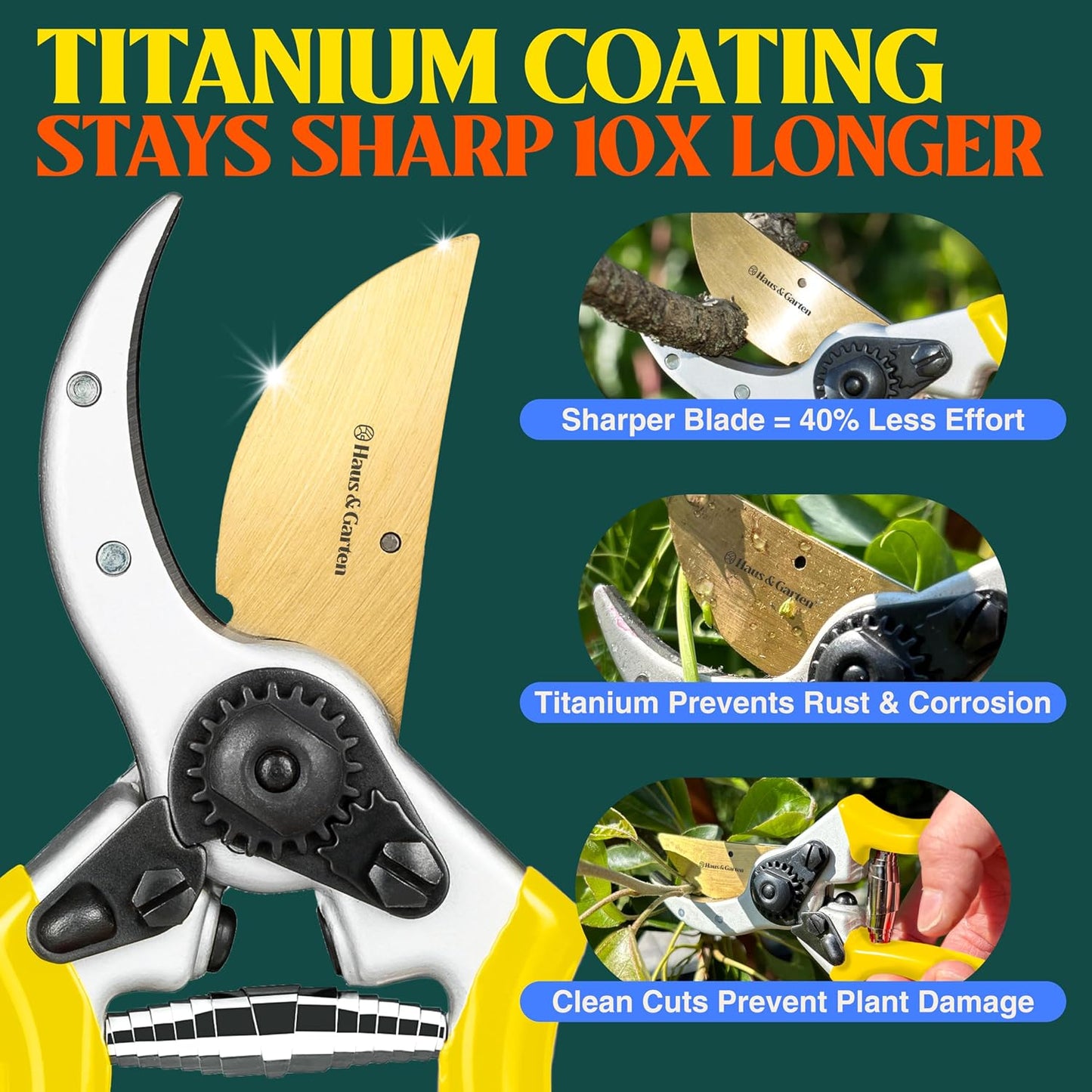 ClassicPRO 8.5" Professional Premium Titanium Bypass Pruning Shears - Use As Pruners, Garden Shears, Heavy Duty Handheld Pruning Shears For Gardening, Clippers, Pruner Scissor Tool